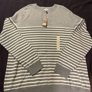 Men’s Sonoma Sweater.  Gray and White Stripe.   Size XXL